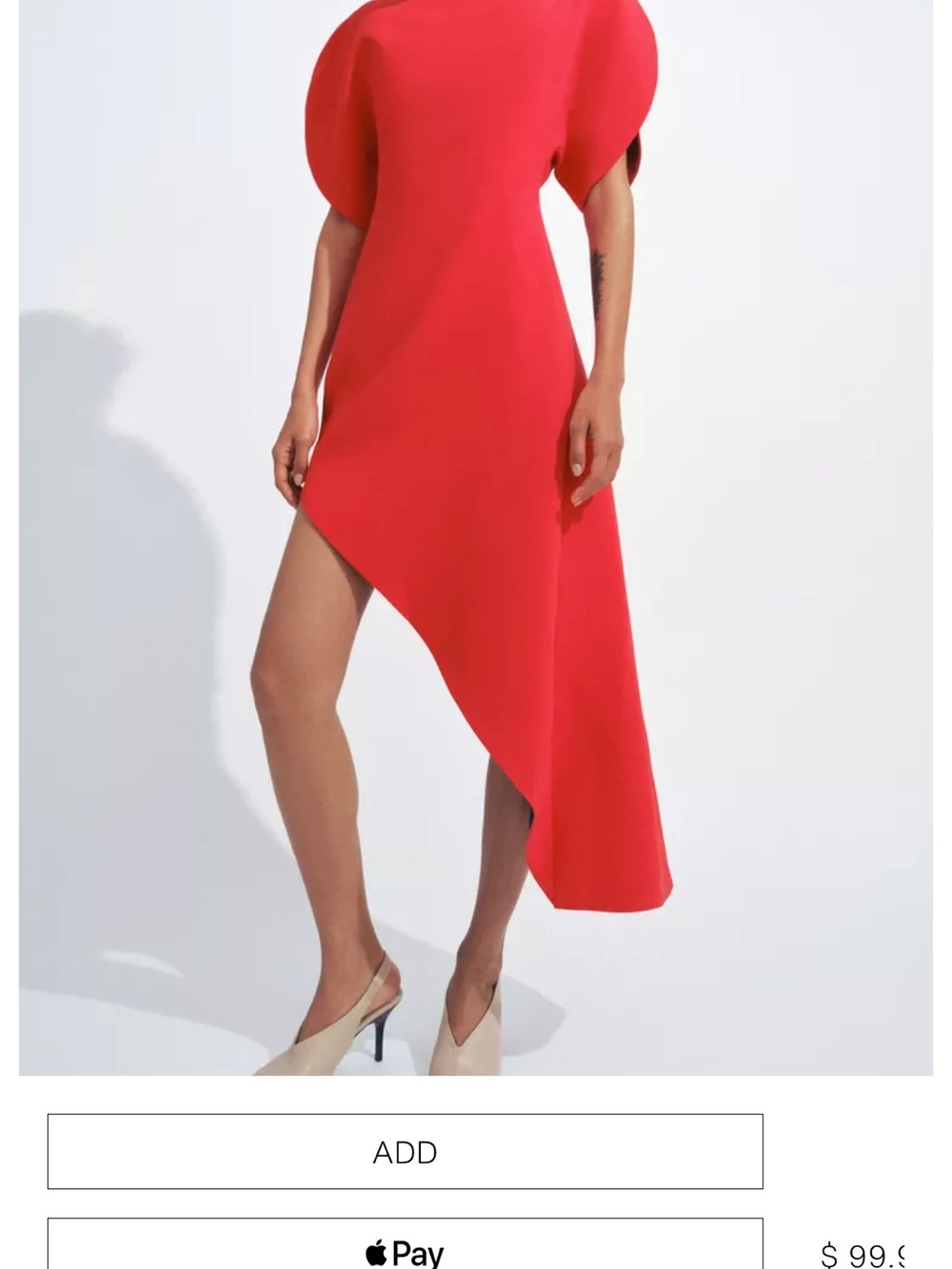 Zara Coral-Red Asymmetrical High-Low Dress - Picture 4 of 5